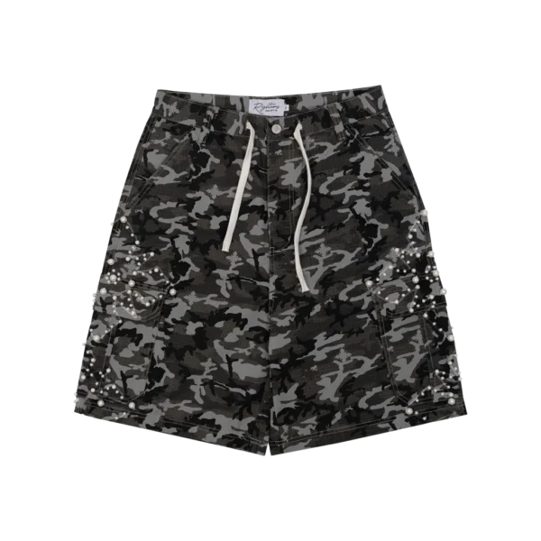 We Are Righteous Camo Pearl Cargo Shorts (Black)