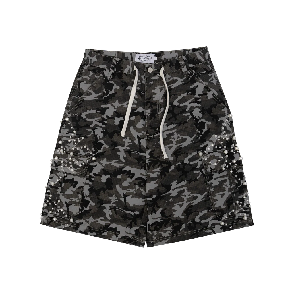 BlackCamoFront_1024x We Are Righteous Camo Pearl Cargo Shorts (Black)