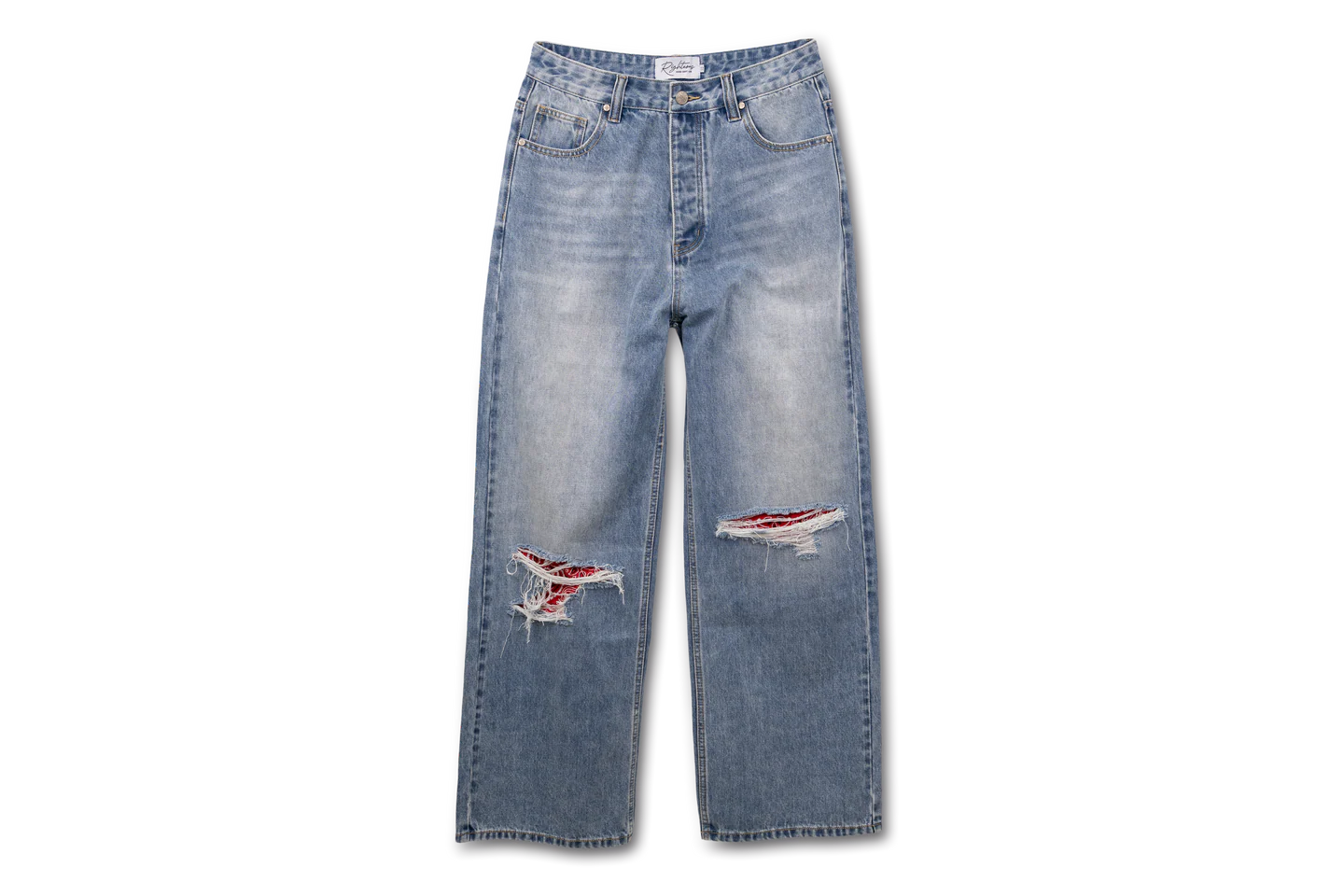 PAISLEY1 Werighteous “Red Paisley” Distressed Denim